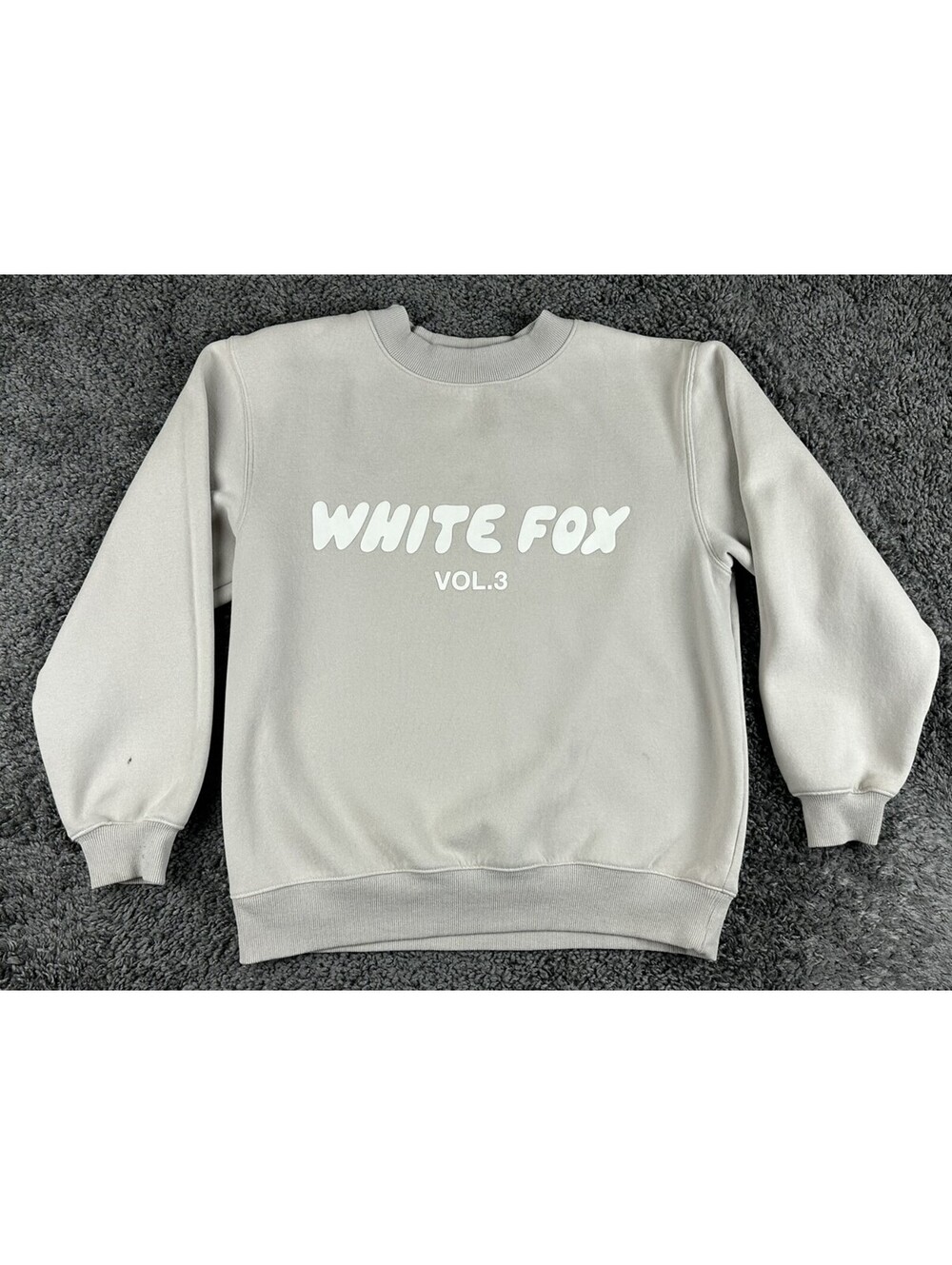 White Fox Boutique Vol 3 Crewneck Sweatshirt Beige Tan Oversized Pullover XXS/XS